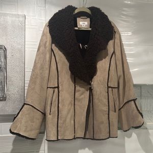 Faux Fur Leather Sheepskin Coat Jacket Two Tone CATO